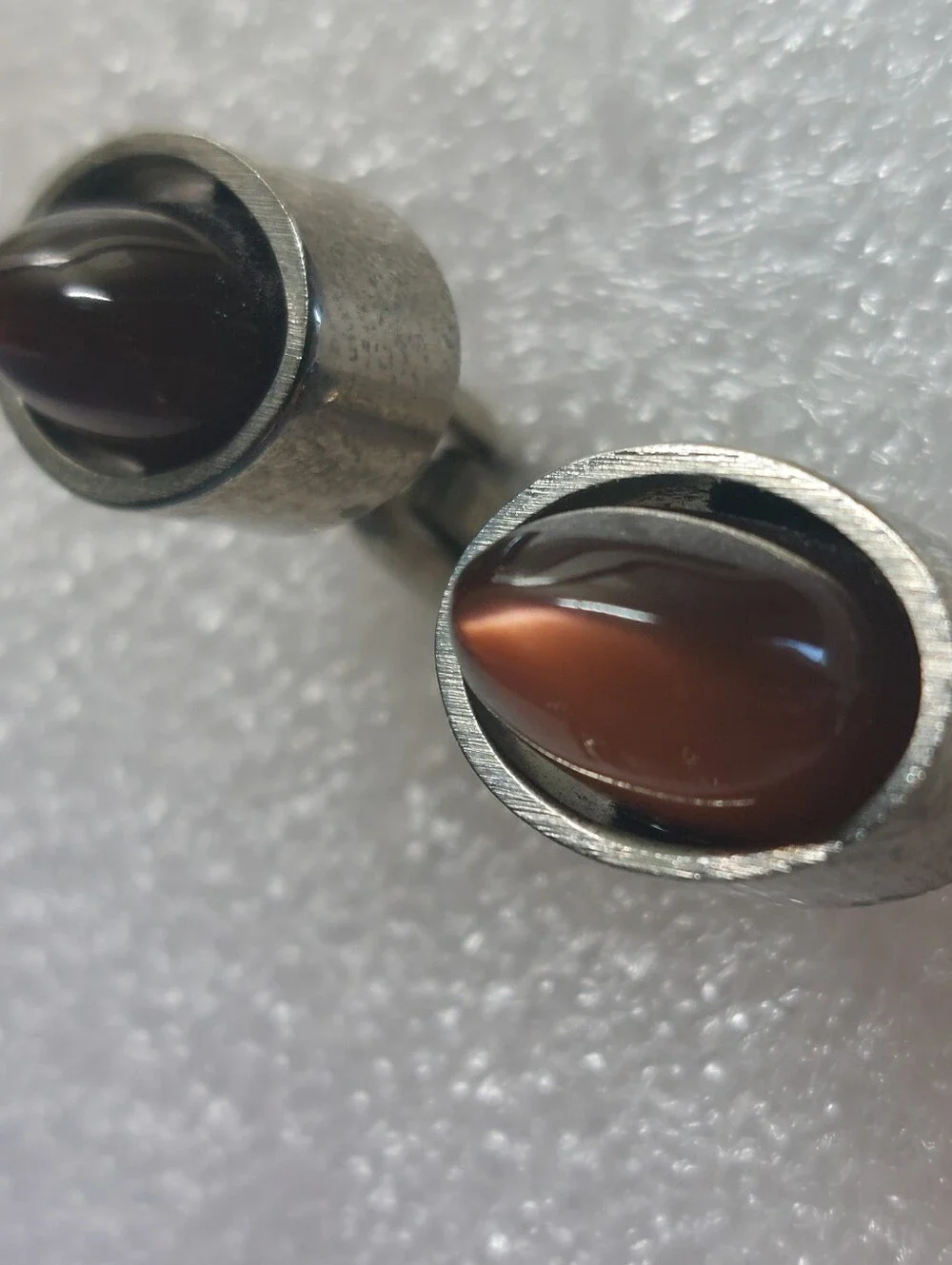 Vintage Estate Silvertone Mens Cufflinks Cabochon Abalone Onyx Style, Lot of 3